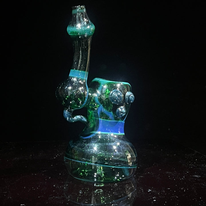 Exp Green Marble Bubbler Glass Pipe Sable Haze