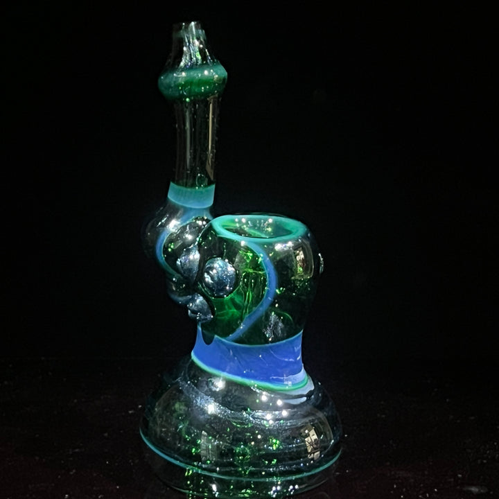 Exp Green Marble Bubbler Glass Pipe Sable Haze