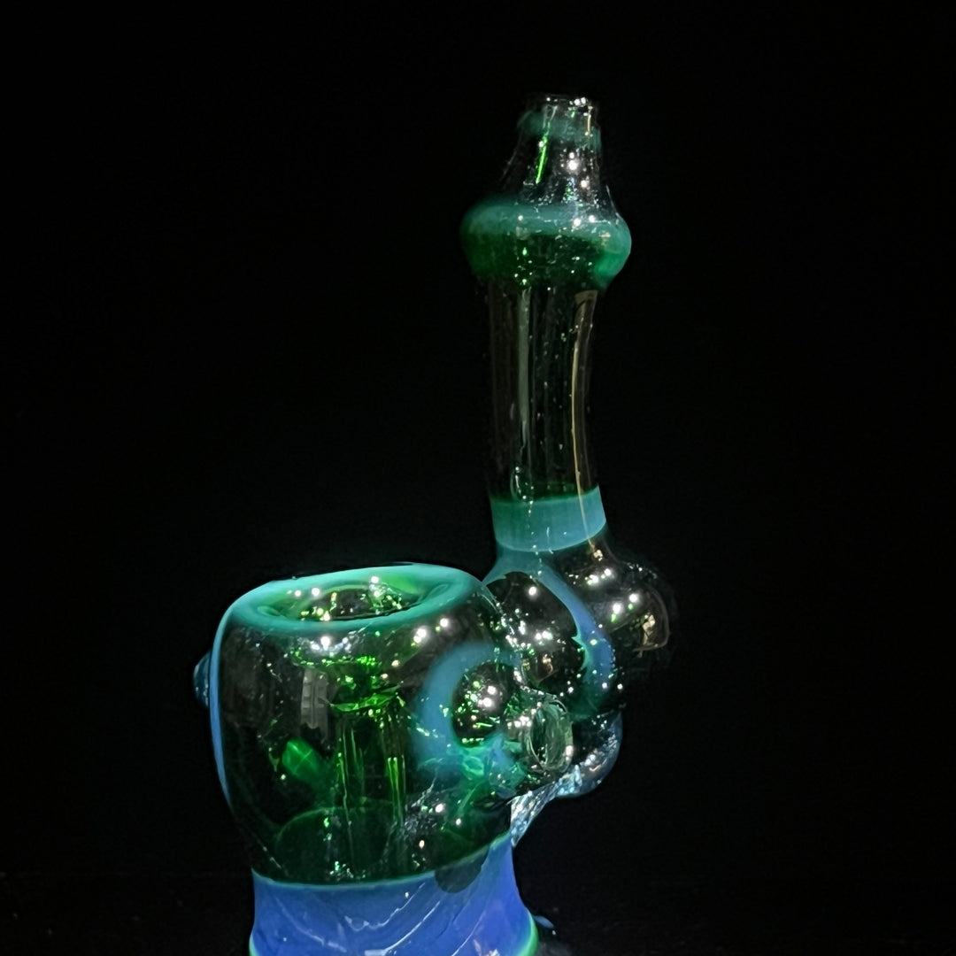 Exp Green Marble Bubbler Glass Pipe Sable Haze