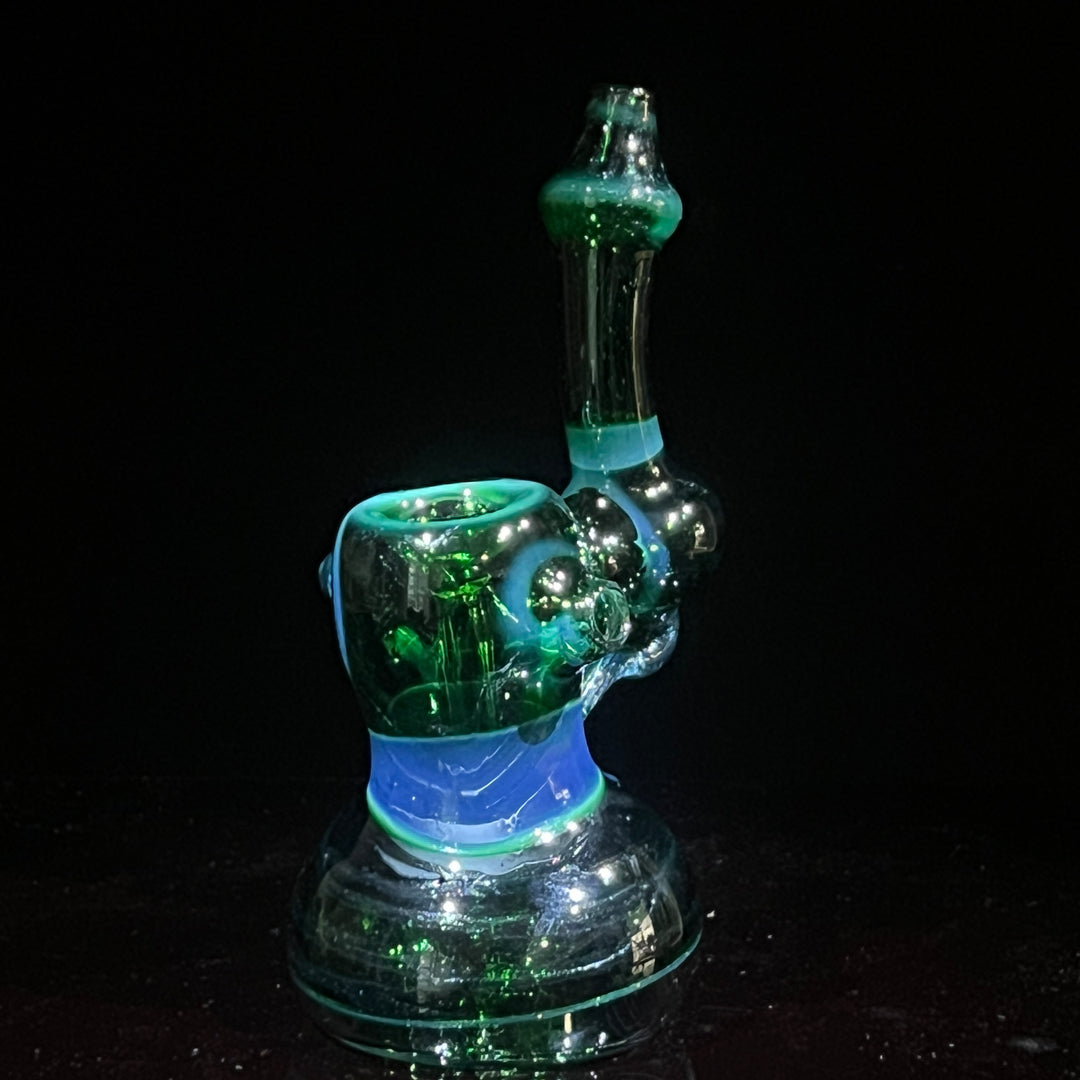 Exp Green Marble Bubbler Glass Pipe Sable Haze