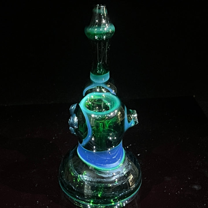 Exp Green Marble Bubbler Glass Pipe Sable Haze