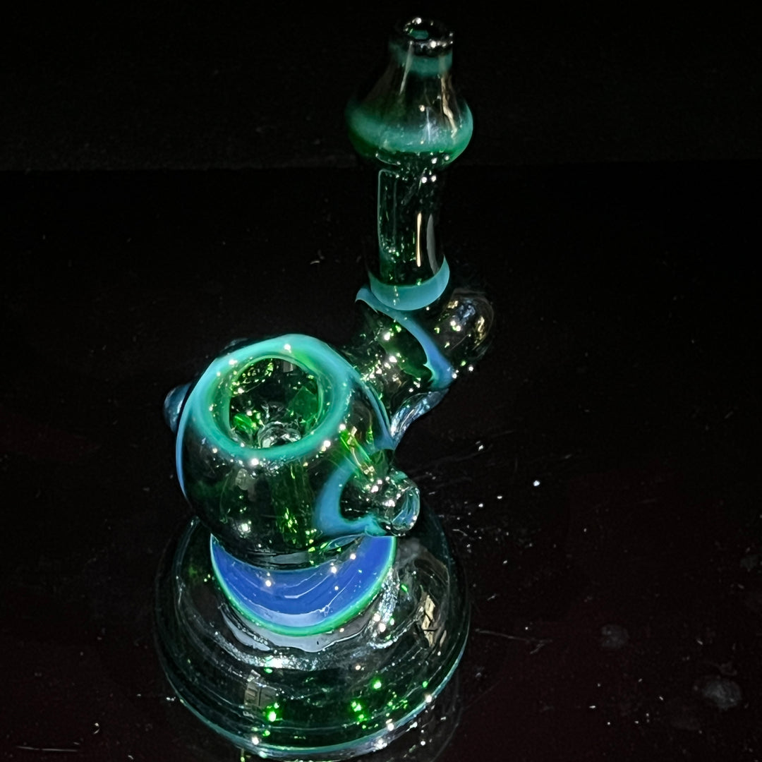 Exp Green Marble Bubbler Glass Pipe Sable Haze