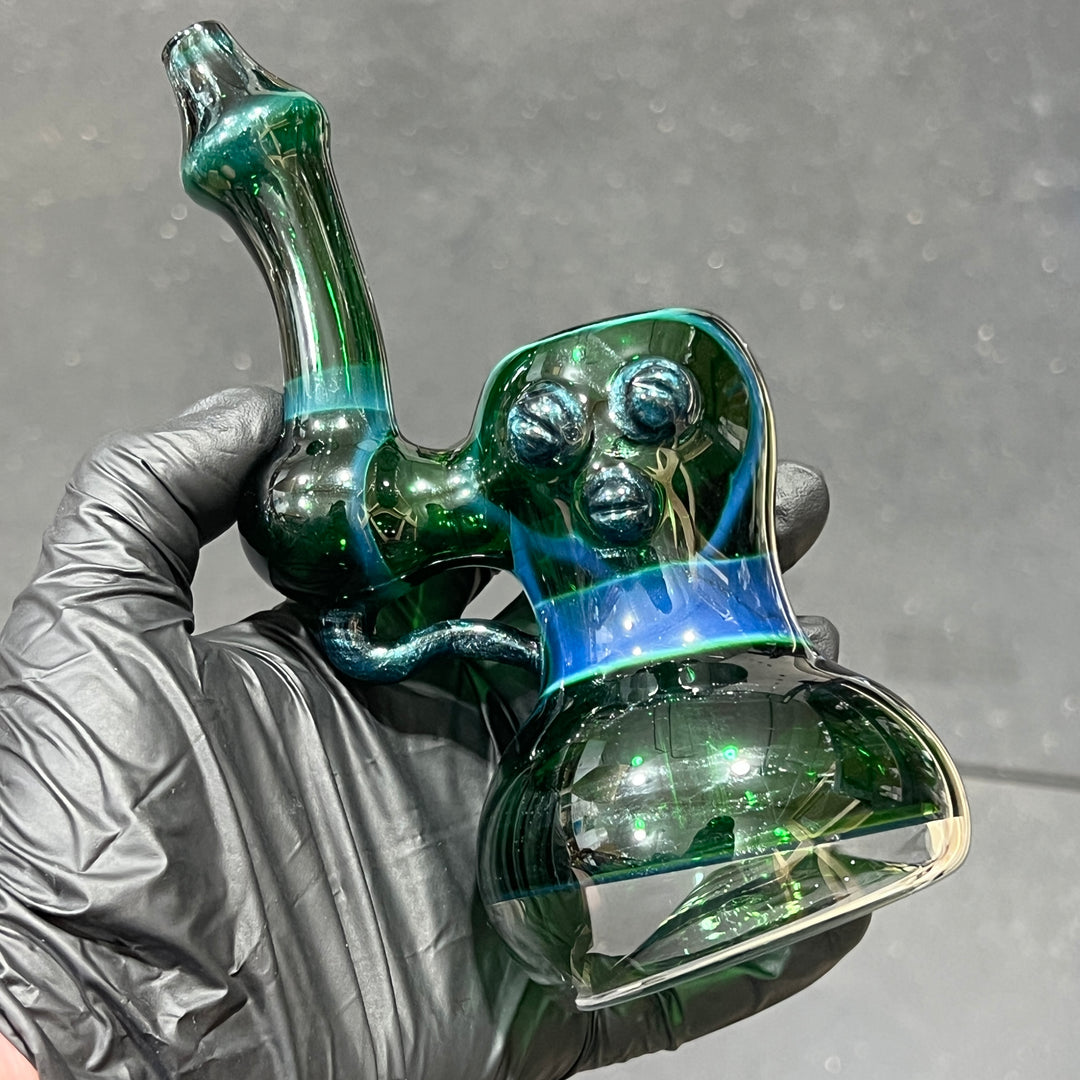 Exp Green Marble Bubbler Glass Pipe Sable Haze