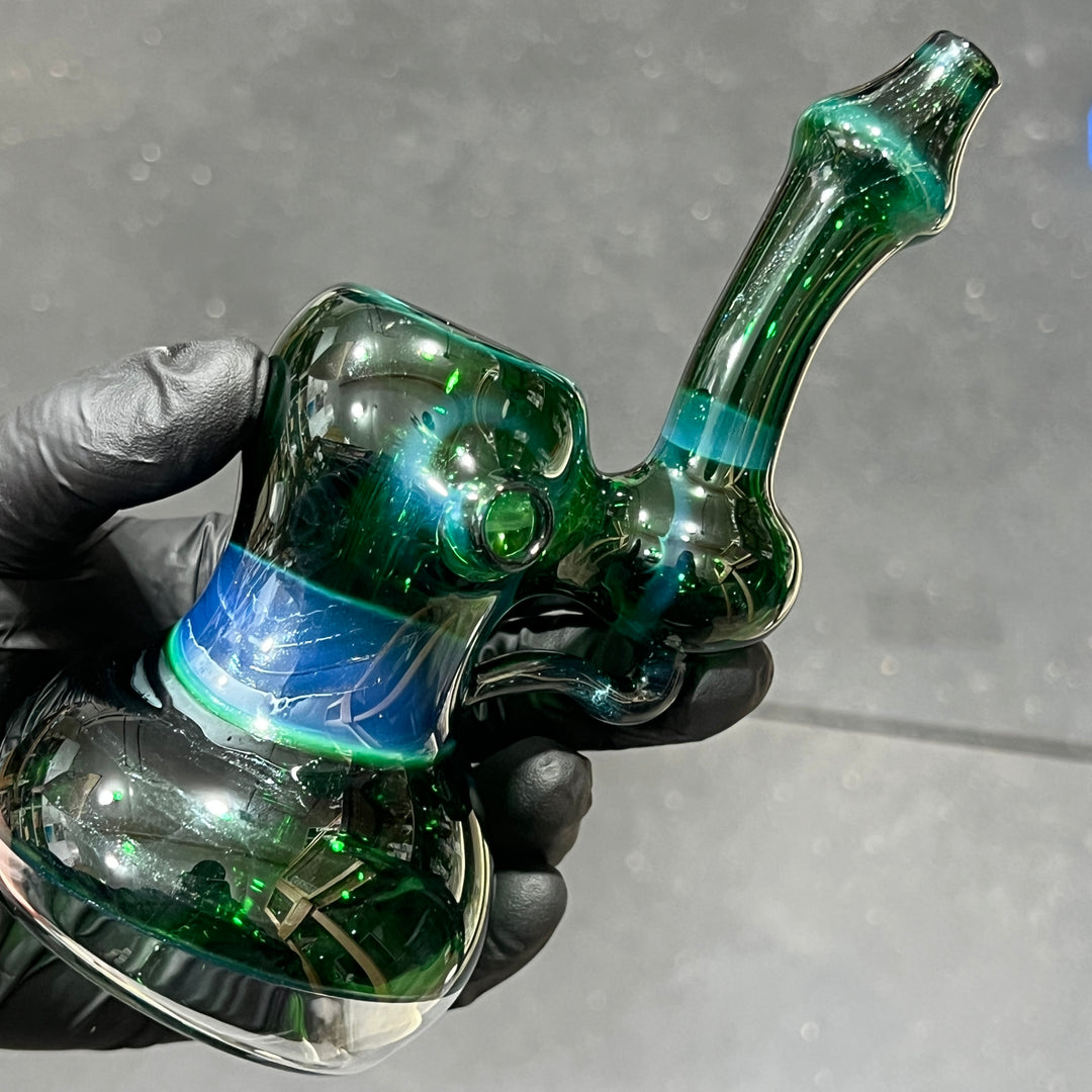 Exp Green Marble Bubbler Glass Pipe Sable Haze