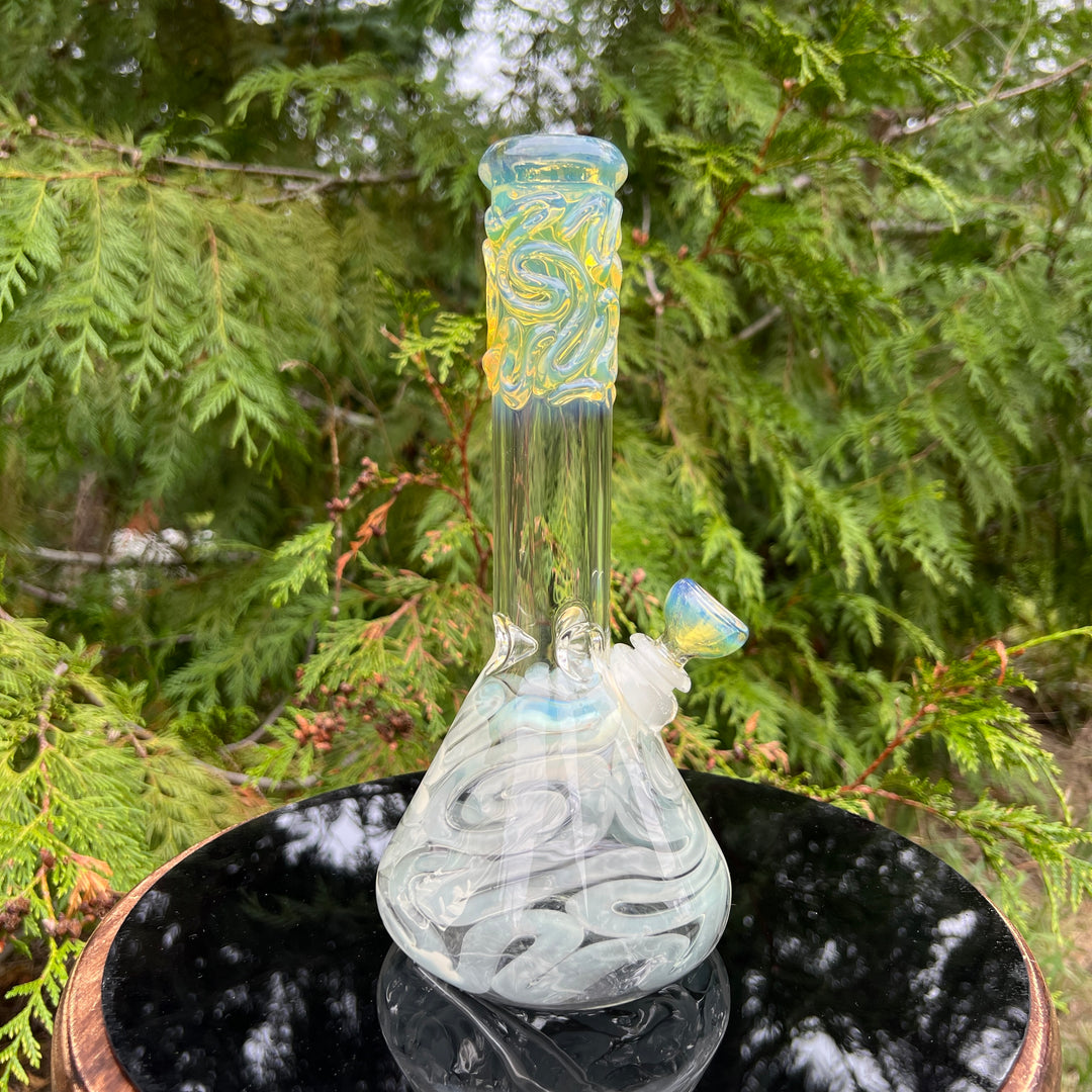 10" Fumed Squiggle Beaker Bong Glass Pipe Mary Jane's Glass   