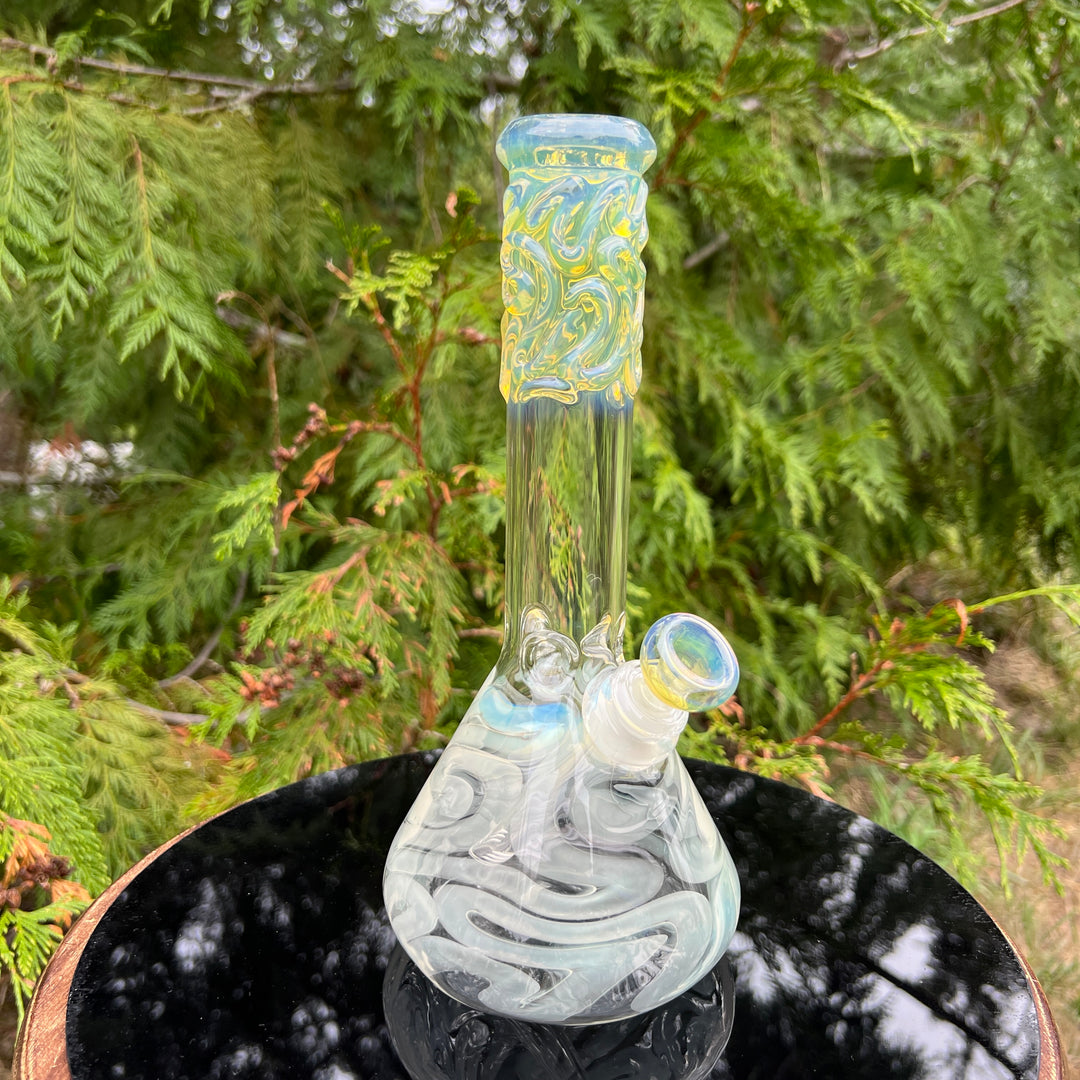 10" Fumed Squiggle Beaker Bong Glass Pipe Mary Jane's Glass   