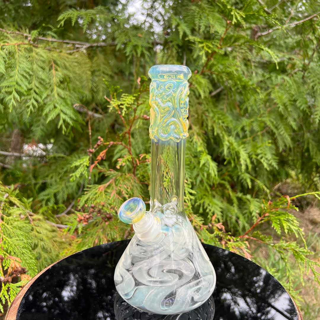 10" Fumed Squiggle Beaker Bong Glass Pipe Mary Jane's Glass   