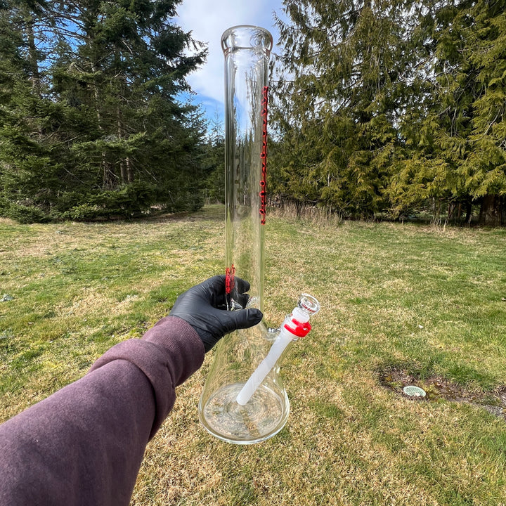 Illadelph Black and Red Beaker Bong Glass Pipe Illadelph Glass