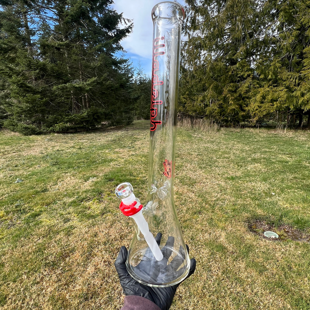 Illadelph Black and Red Beaker Bong Glass Pipe Illadelph Glass