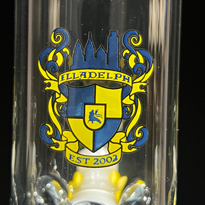 Illadelph Blue and Yellow Beaker Bong Glass Pipe Illadelph Glass