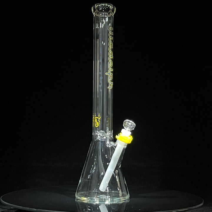 Illadelph Blue and Yellow Beaker Bong Glass Pipe Illadelph Glass