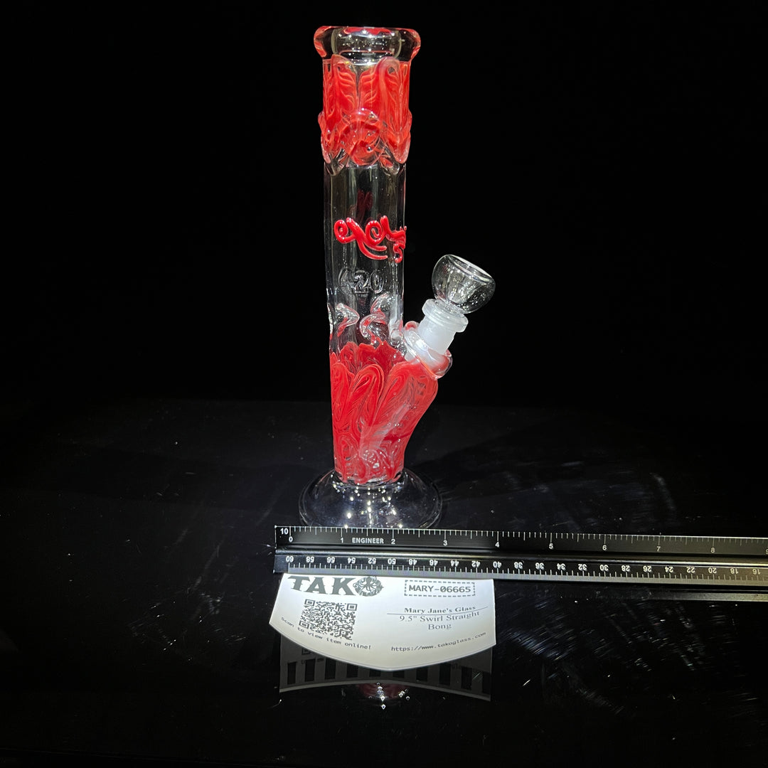 9.5" Swirl Straight Bong Glass Pipe Mary Jane's Glass   