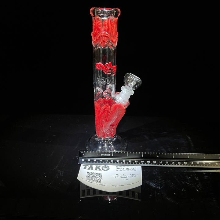 9.5" Swirl Straight Bong Glass Pipe Mary Jane's Glass   