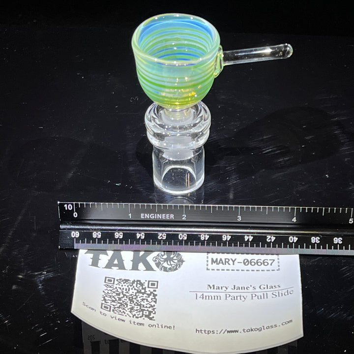 14mm Party Pull Slide Glass Pipe Mary Jane's Glass   