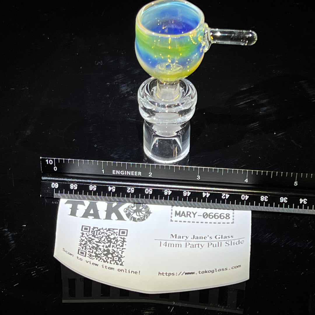 14mm Party Pull Slide Glass Pipe Mary Jane's Glass   