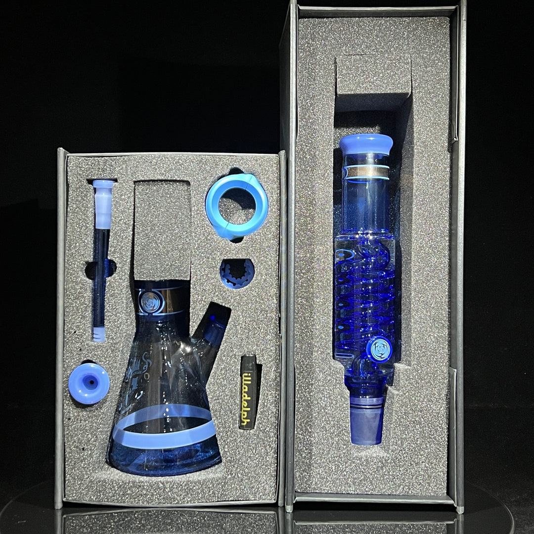 Illadelph Signature Platinum with Blue Coil Beaker Bong Glass Pipe Illadelph Glass