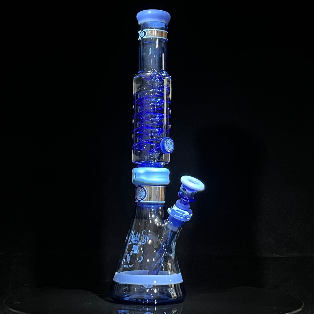 Illadelph Signature Platinum with Blue Coil Beaker Bong Glass Pipe Illadelph Glass