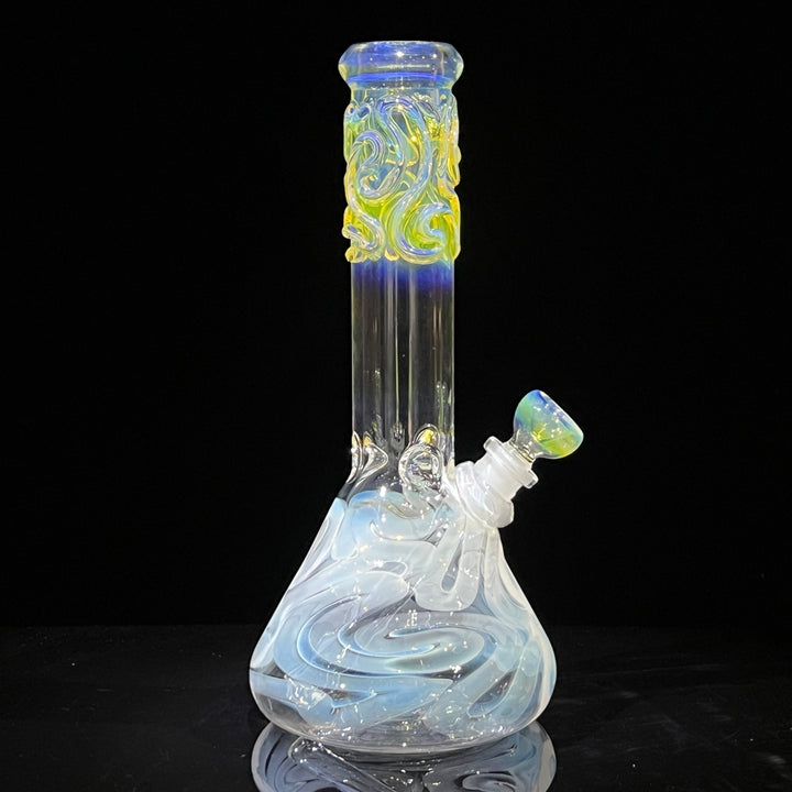 10" Fumed Squiggle Beaker Bong Glass Pipe Mary Jane's Glass   