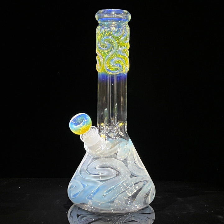 10" Fumed Squiggle Beaker Bong Glass Pipe Mary Jane's Glass   