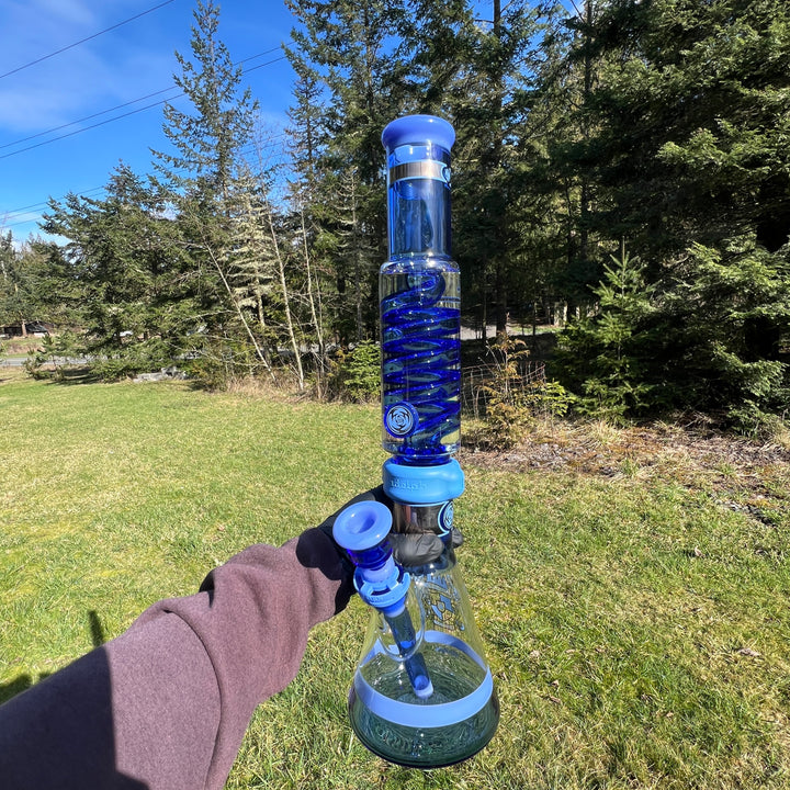 Illadelph Signature Platinum with Blue Coil Beaker Bong Glass Pipe Illadelph Glass