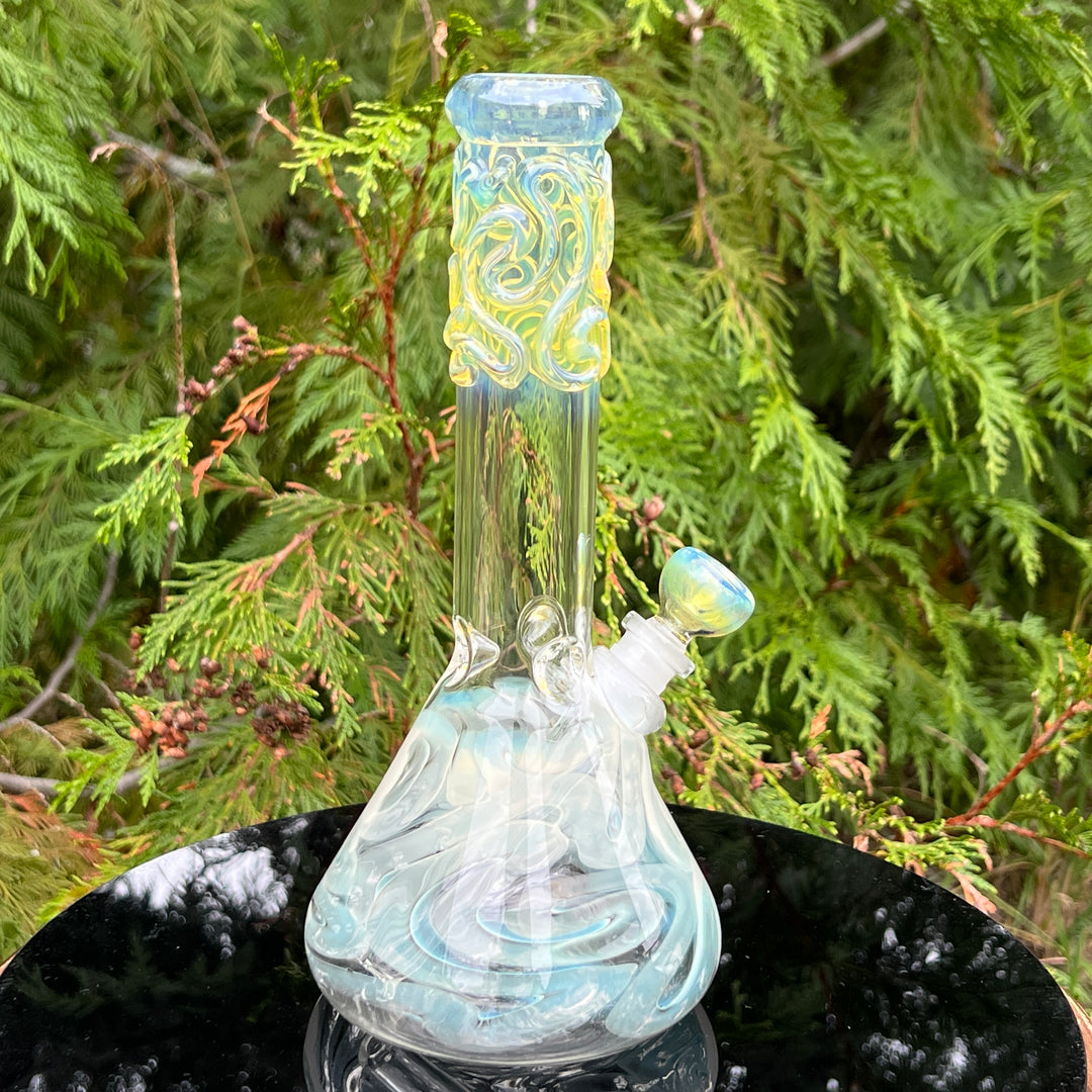 10" Fumed Squiggle Beaker Bong Glass Pipe Mary Jane's Glass   