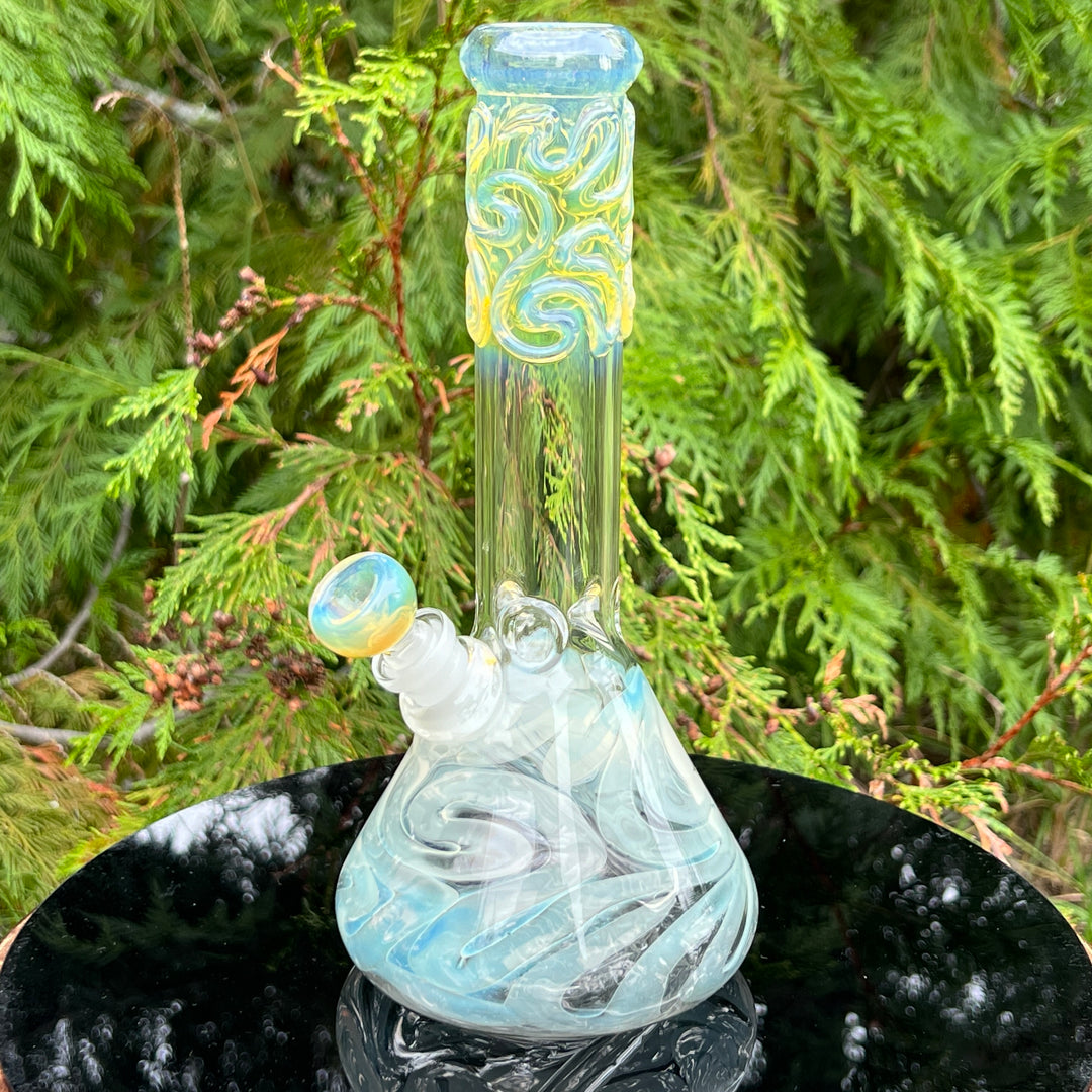 10" Fumed Squiggle Beaker Bong Glass Pipe Mary Jane's Glass   