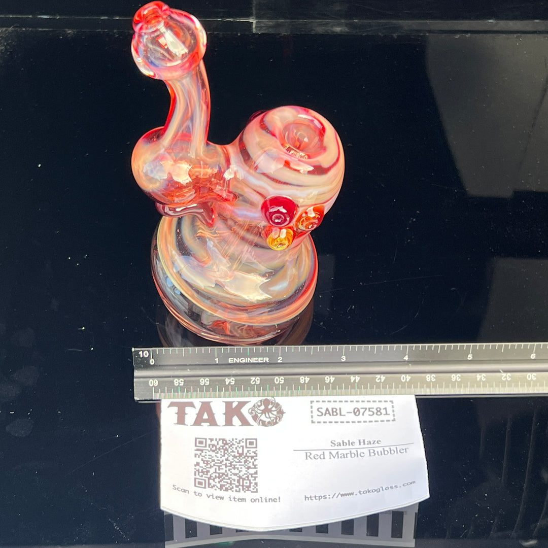 Red Marble Bubbler Glass Pipe Sable Haze