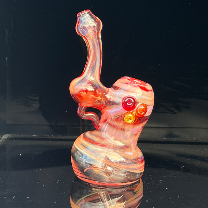 Red Marble Bubbler Glass Pipe Sable Haze