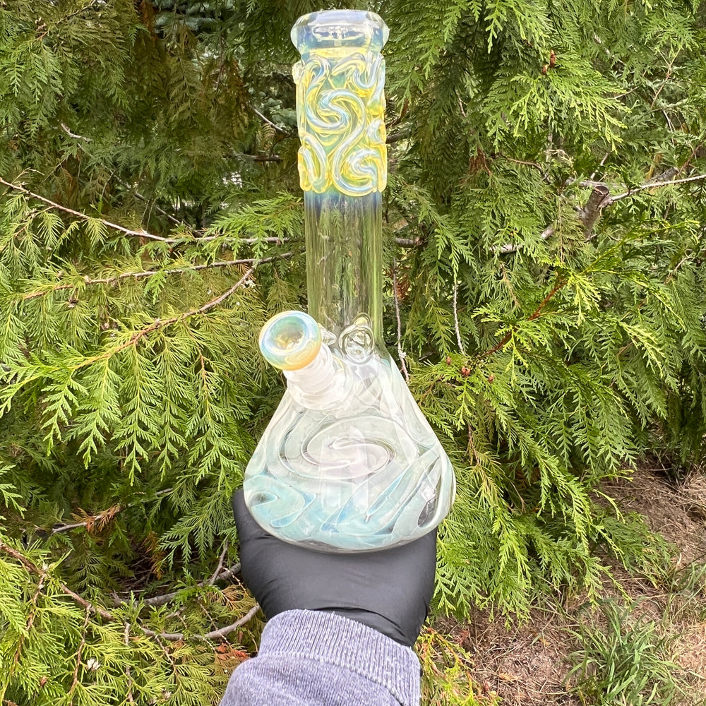 10" Fumed Squiggle Beaker Bong Glass Pipe Mary Jane's Glass   