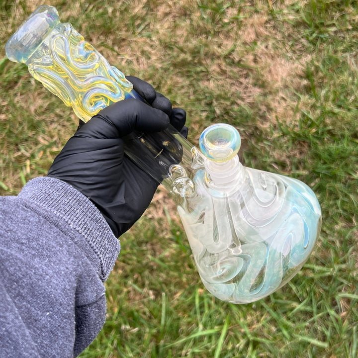 10" Fumed Squiggle Beaker Bong Glass Pipe Mary Jane's Glass   