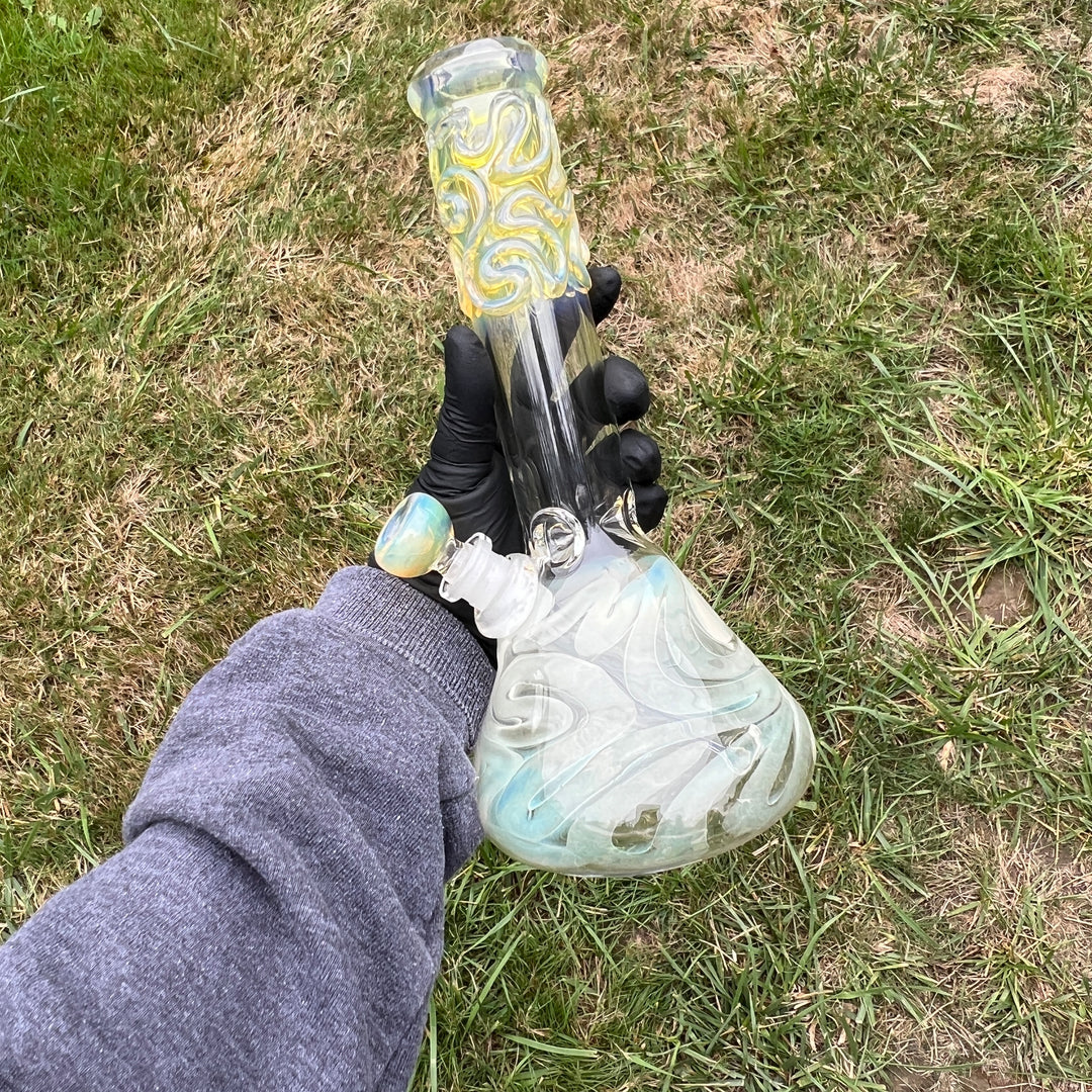 10" Fumed Squiggle Beaker Bong Glass Pipe Mary Jane's Glass   