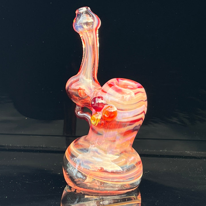 Red Marble Bubbler Glass Pipe Sable Haze