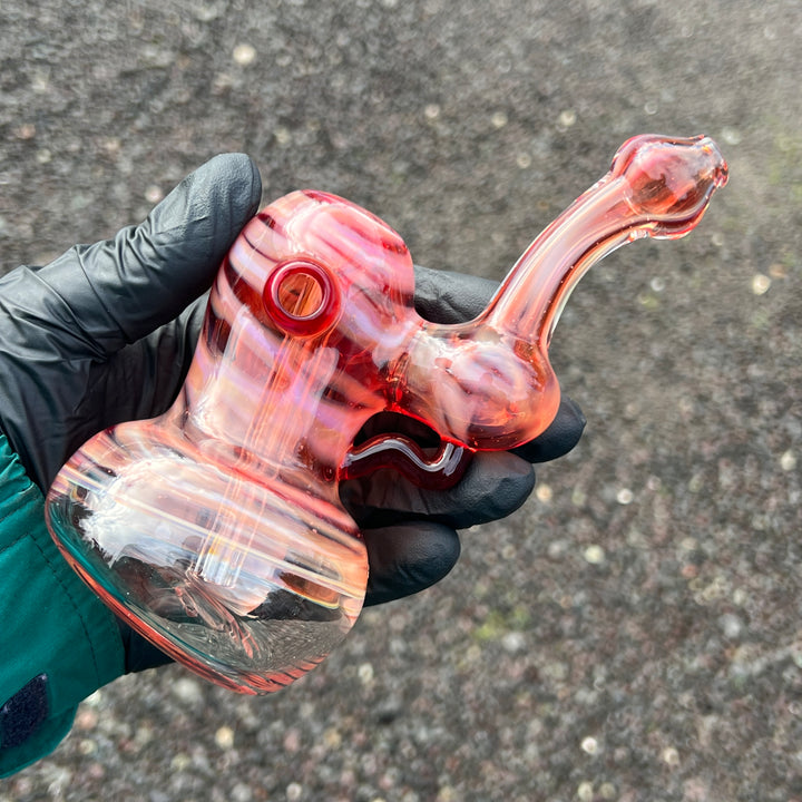 Red Marble Bubbler Glass Pipe Sable Haze