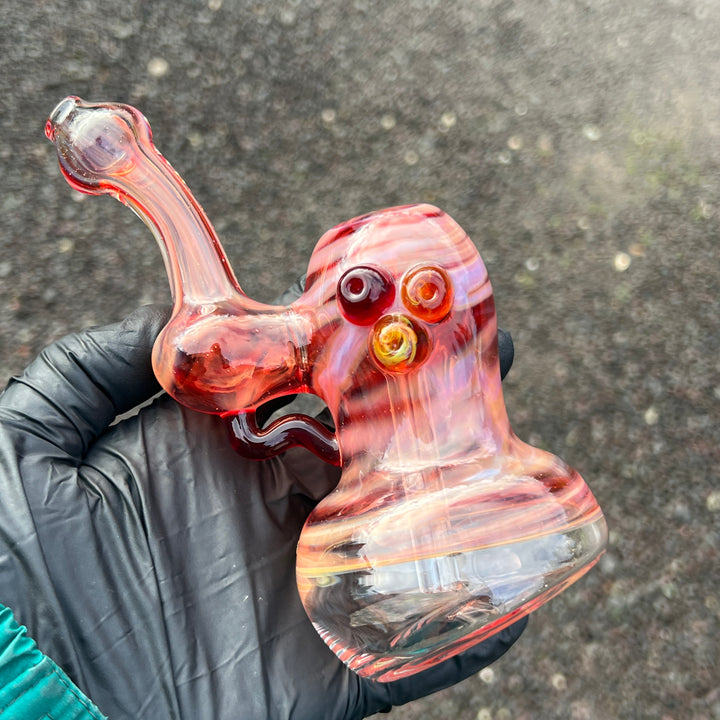 Red Marble Bubbler Glass Pipe Sable Haze