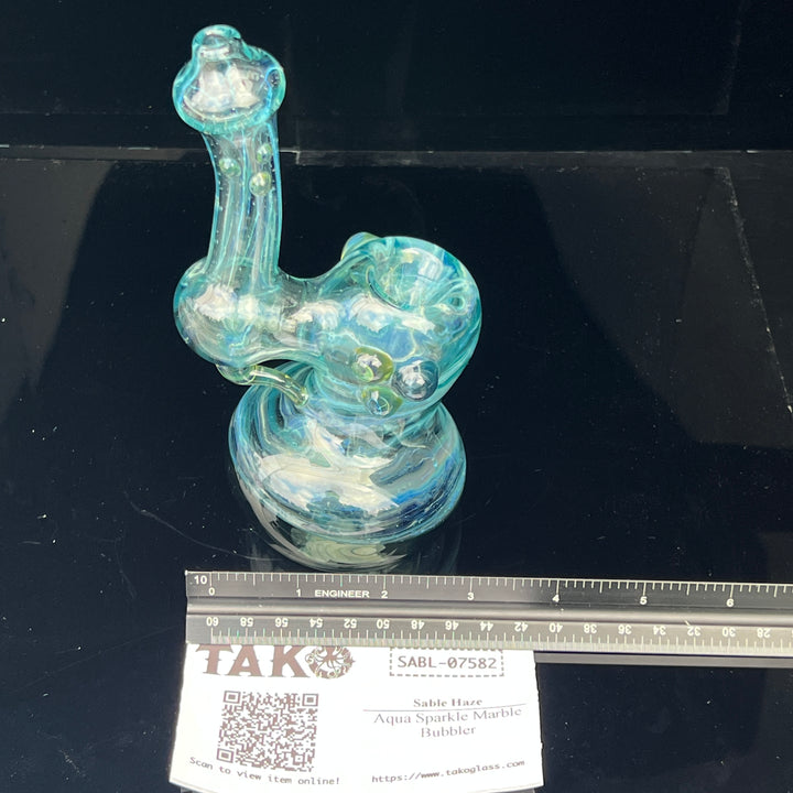 Aqua Sparkle Marble Bubbler Glass Pipe Sable Haze