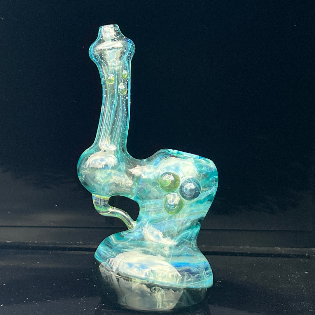 Aqua Sparkle Marble Bubbler Glass Pipe Sable Haze