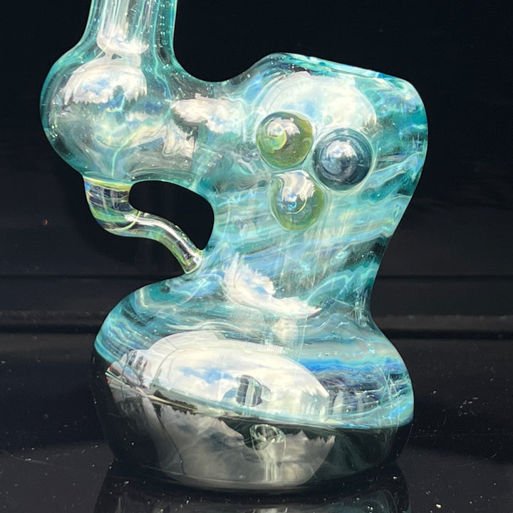 Aqua Sparkle Marble Bubbler Glass Pipe Sable Haze