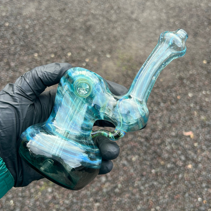 Aqua Sparkle Marble Bubbler Glass Pipe Sable Haze