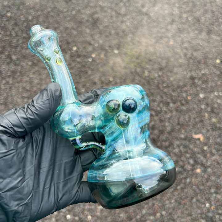 Aqua Sparkle Marble Bubbler Glass Pipe Sable Haze