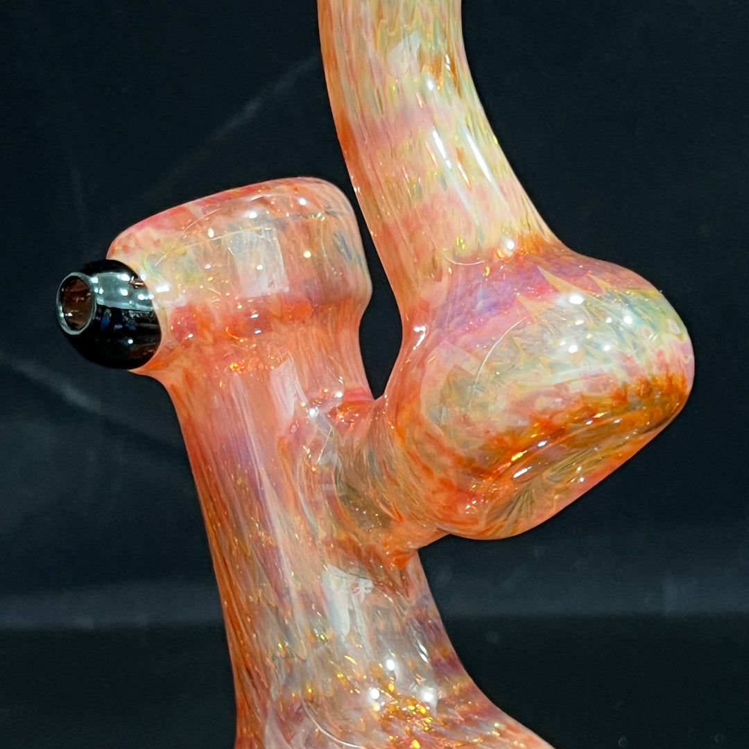 Guava Bubbler with Black Carb Glass Pipe Cose Glass   