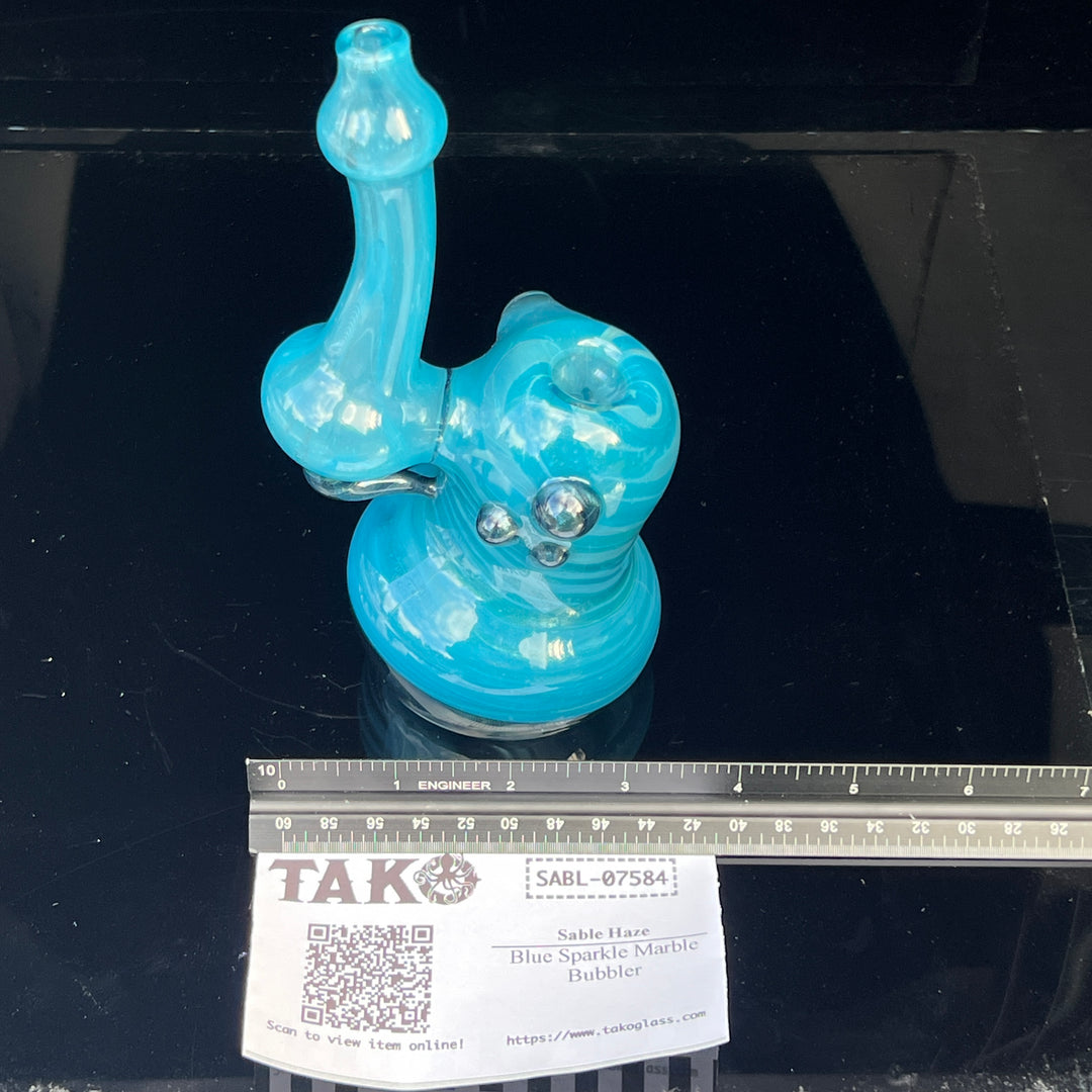 Blue Marble Bubbler Glass Pipe Sable Haze