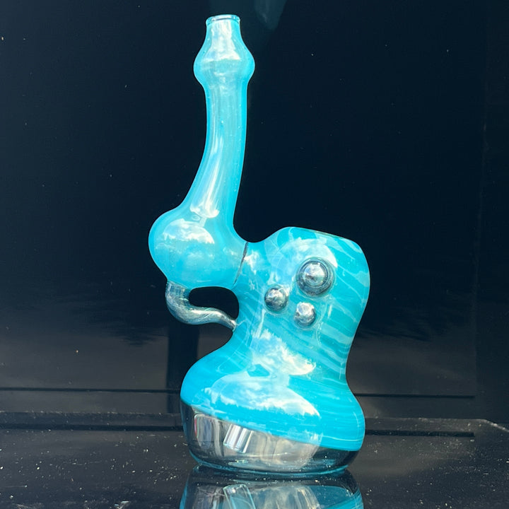 Blue Marble Bubbler Glass Pipe Sable Haze