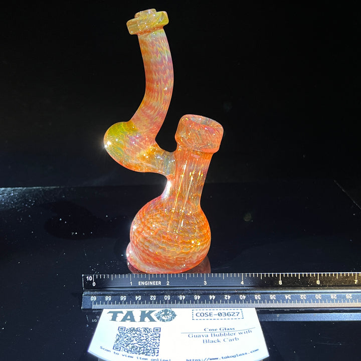 Guava Bubbler with Black Carb Glass Pipe Cose Glass   