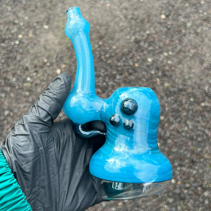 Blue Marble Bubbler Glass Pipe Sable Haze