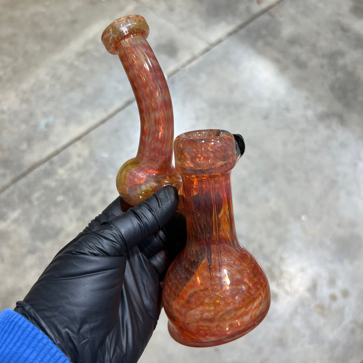 Guava Bubbler with Black Carb Glass Pipe Cose Glass   