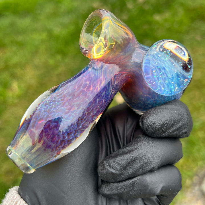 Purple Nebula with Crushed Opal Marble Drop Hammer Glass Pipe Tako Glass   