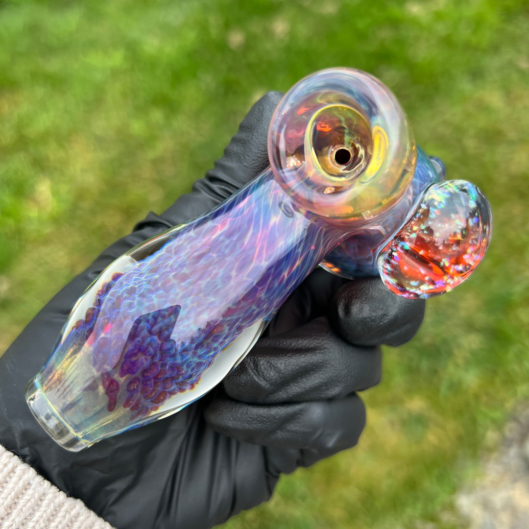 Purple Nebula with Crushed Opal Marble Drop Hammer Glass Pipe Tako Glass   