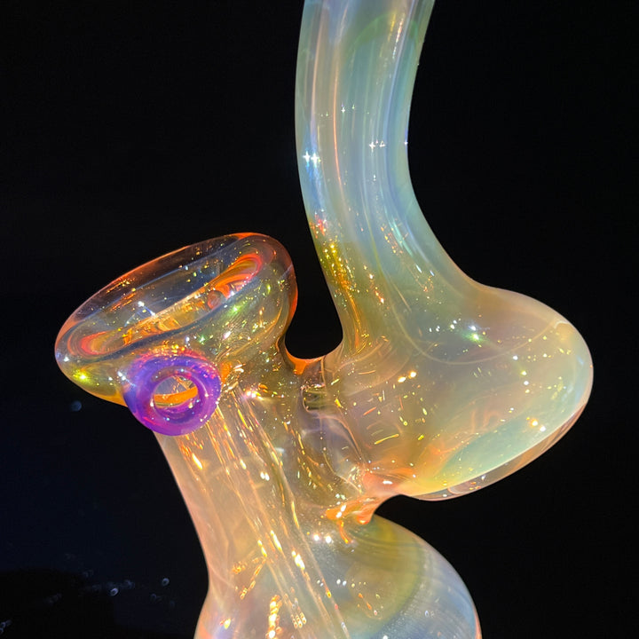 Gold Fume Bubbler with Purple Carb Glass Pipe Cose Glass   