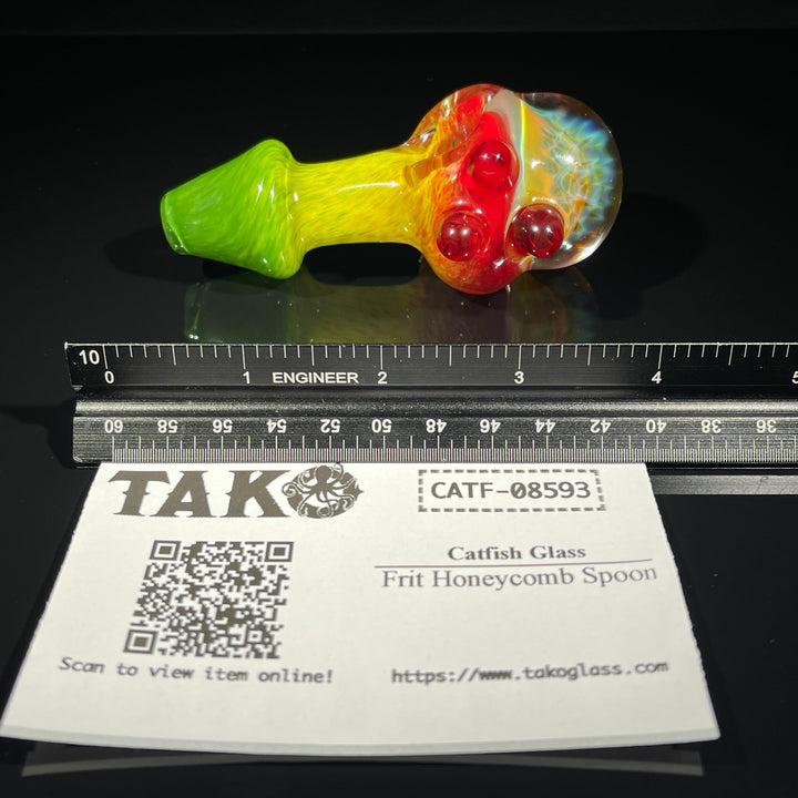 Frit Honeycomb Spoon Glass Pipe Catfish Glass