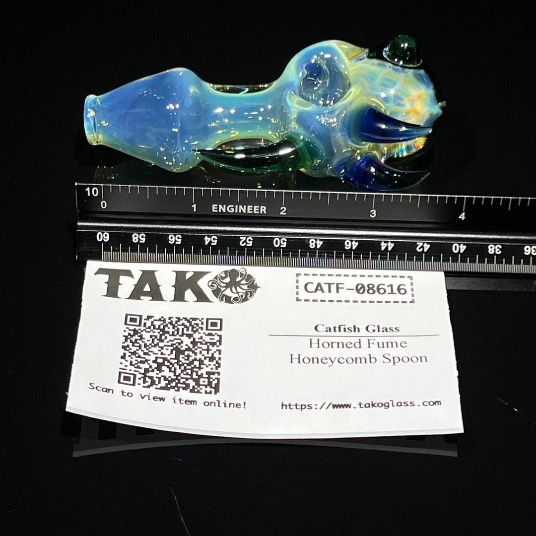 Horned Fume Honeycomb Spoon Glass Pipe Catfish Glass